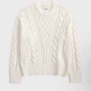 Abercrombie & Fitch White Cable Knit Sweater